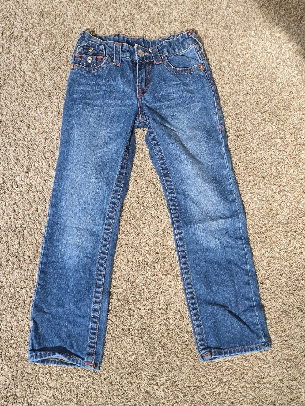 True Religion Dark Wash Straight Leg Kids Jeans - Blue